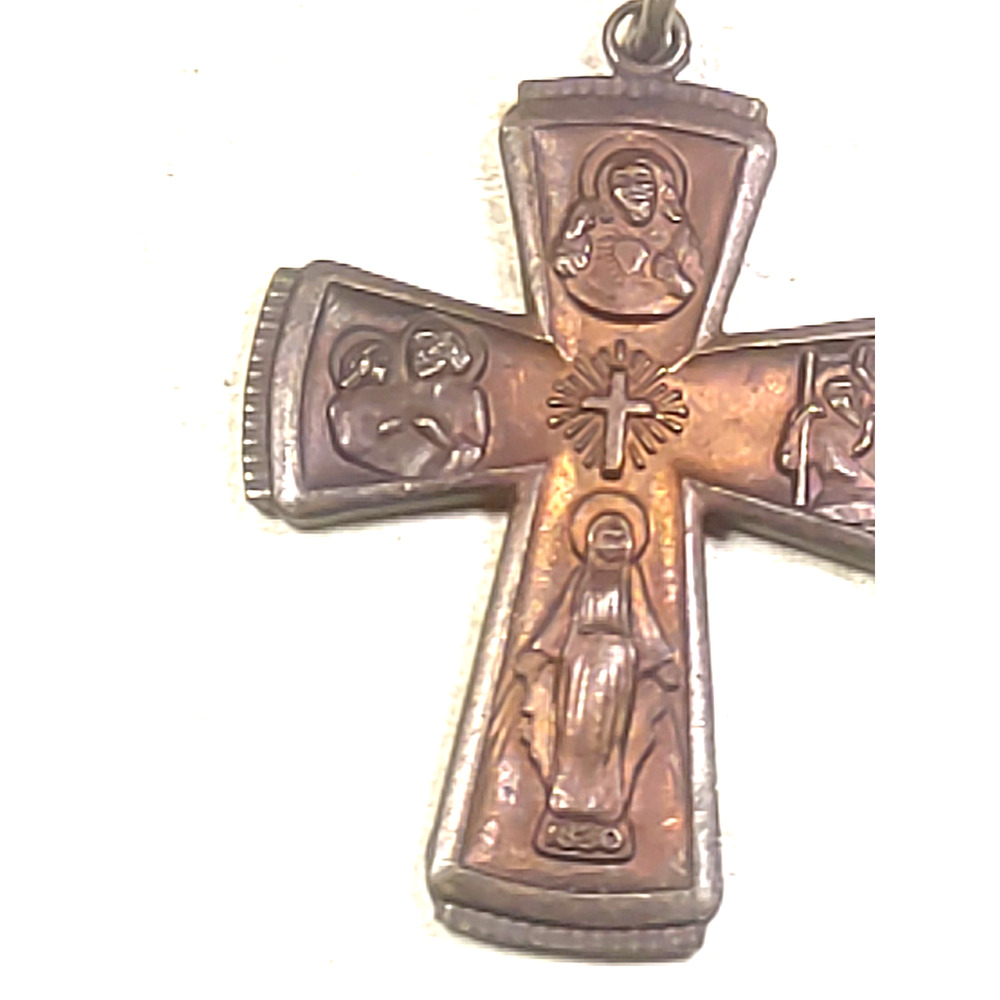 1830 Anique Copper/ Brass cross Catholic Saints Pendant - Picture 4 of 11